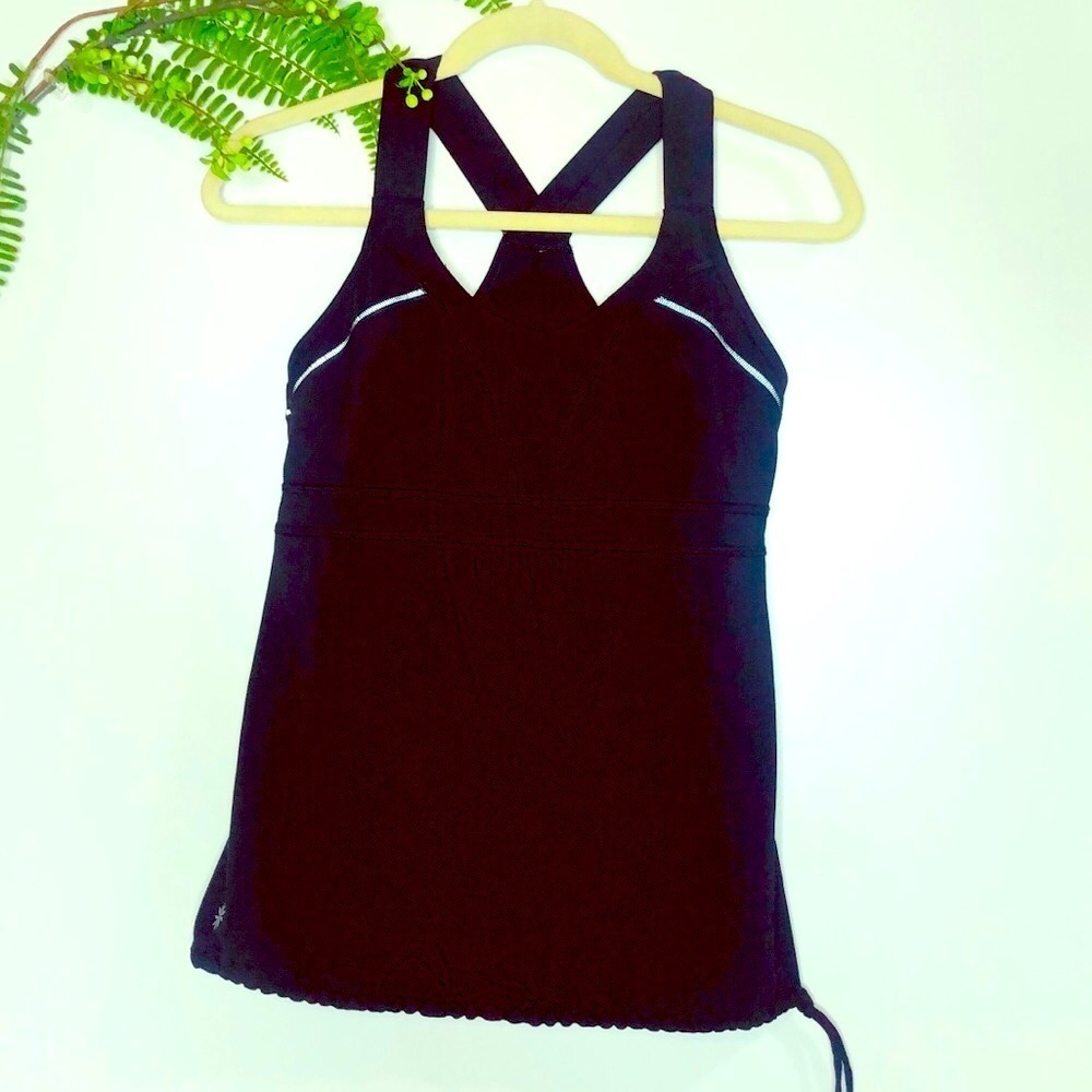 Athleta Black Workout Tank Top Shelf Bra Racerback